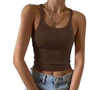 Artfish Damen Ärmelloses Tanktop, figurbetont mit Rundhalsausschnitt, geripptem Strick und schlichtem Design, Basic-Camisole-Shirt., Klein