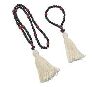 Artibetter 2 Stück Holz Kreuzanhänger mit Gebetsperlen Christlicher Auto und Tauf Schmuck Religiöse Halskette mit Bibelvers Weihnachtsdekoration und Spirituelle Andacht