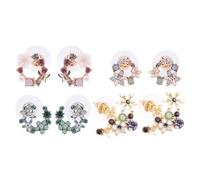ARTIBETTER 4 Paar Vintage Strass Ohrstecker Damen Ohrringe mit Blumenmuster Kleine Modische Ohrstecker für Mädchen S925 Silber Schmuck für Alltag und Party Zufälliger Stil