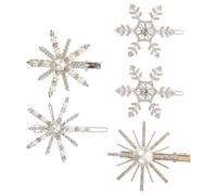 Artibetter 5 Stück Glitzernde Schneeflocken Haarspangen mit Perlen und Falschen Diamanten Komfortabel und Sicher Haltend Haaraccessoire für Muttertag und Festliche Anlässe Zufälliger Stil
