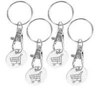 Artibetter Einkaufswagen Schlüsselanhänger als Schlüsselanhänger aus Edelstahl 4 Stück Praktischer Einkaufschip Silberfarbener Warenkorb Token für Alltag und Einkauf