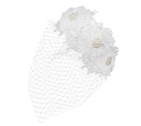 ARTIBETTER Fascinator Hut mit Großem Netzschleier Damen Besticktes Spitzen Haarband Leichter Brautschleier für Hochzeit Teeparty und Abendveranstaltung