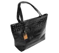 Artibetter Lässige Damen Sporttasche aus Pu Leder mit Reißverschluss Große Tragetasche mit Henkel Geräumig für Arbeit und Reisen Schwarze Schultertasche