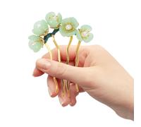 Artibetter Traditionelle Chinesische Haarnadel mit Grüner Jade Blume Retro Design aus Natürlichem Jade und Legierung Eleganter Haarschmuck für Tägliches Styling und Besondere Anlässe