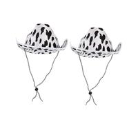 Artibetter Verstellbarer Filzhut mit Kuhmuster Cosplay Cowboyhut Leichter Sonnenschutz Bühnenhut für Männer und Frauen 2 Stück