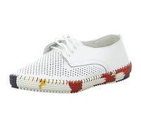 Artiker Damen Schnürer Leder Weiss Sohle Mehrfarbig