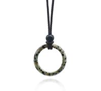 ARTQ Damen Edelsteine Ketten Abnehmbare Runde Form Dalmatiner Jaspis Naturstein Halskette Einfache Chakren Kristall Edelstein Anhänger Halskette Valentinstagsgeschenk Schmuck Für Männer Und Frauen