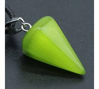 ARTQ Damen Edelsteine Ketten Dreieckige Kegelförmige Grüne Katzenaugen-Stein-Naturstein-Halskette Aussage Einfache Chakren-Kristall-Anhänger-Halskette Valentinsgeschenkschmuck Für Männer Und Frauen