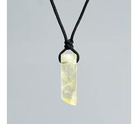 ARTQ Damen Edelsteine Ketten Rechteck Citrin Naturstein Halsketten Vintage Geflochtenes Seil Heilkristall Edelstein Anhänger Halskette Geburtstagsgeschenk Schmuck Für Frau Freundin Mutter