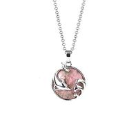 ARTQ Damen Edelsteine Ketten Runde Rhodochrosit-Naturstein-Halskette, Modische Delfinschnitzerei, Edelstein-Anhänger, Muttertagsgeschenk, Schmuck Für Frau, Freundin, Mutter