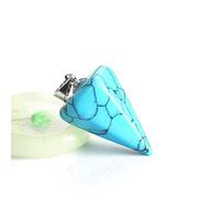 ARTQ Damen Edelsteine Ketten Sechseckige Kegelform Blau Türkis Naturstein Halskette Statement Chakren Kristall Edelstein Anhänger Halskette Valentinstagsgeschenk Schmuck Für Männer Und Frauen