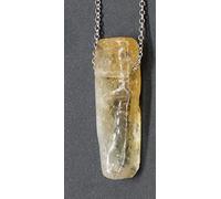 ARTQ Damen Edelsteine Ketten Unregelmäßiger Flacher Streifen Citrin-Naturstein-Halskette Einfacher Chakren-Kristallanhänger Edelstein-Halskette Valentinsgeschenkschmuck Für Männer Und Frauen