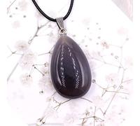 ARTQ Damen Edelsteine Ketten Wassertropfenform Grauer Achat Naturstein-Halskette Allgleiches Heilkristall Edelstein-Anhänger-Halskette Valentinsgruß-Geschenkschmuck Für Männer Und Frauen