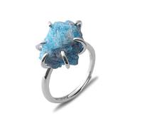 ARTQ Steinring Apatit-Natursteinring Unregelmäßiger Ring Mit Sechs Krallen Verstellbarer Öffnungsring Elegant Zierlich Schlichtes Klassisches Statement Valentinstagsgeschenk Für Frau Freundin Mutter