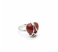 ARTQ Steinring Herz Roter Jaspis Naturstein Ring Frauen Verstellbarer Ring Vintage Einfache Aussage Freundschaftsring Muttertagsgeschenk Schmuck Für Mutter Frau Freundin