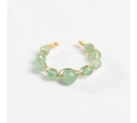 ARTQ Steinring Kupferdrahtgeflecht Aventurin Natursteinring Verstellbarer Öffnungsring Damen Boho Statement Schlichte Ringe Valentinstagsgeschenk Für Frau Freundin Mama