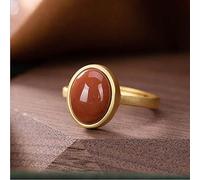 ARTQ Steinring Ovaler Roter Achat Naturstein Verstellbarer Öffnungsring Modisch Die Retro-Temperamentringe St. Patrick's Day Geschenk Für Mutter, Schwester, Frau Und Freundin