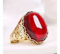 ARTQ Steinring Roter Jade-Natursteinring Frauen Ausschnitt Verstellbarer Öffnungsring Vintage Statement Ringe St. Patrick's Day Party Geschenk Schmuck Für Frau Freundin Mutter