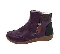 ARtray Diabetiker Schuhe Damen Winter Extra Weit Warm Samt GefüTtert Schneestiefel Weich Dicke Sohle Bequeme BarfußSchuhe Mit Seitlicher ReißVerschluss Retro Vielseitige Kurze Stiefeletten