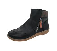 ARtray Diabetiker Schuhe Damen Winter Extra Weit Warm Samt GefüTtert Schneestiefel Weich Dicke Sohle Bequeme BarfußSchuhe Mit Seitlicher ReißVerschluss Retro Vielseitige Kurze Stiefeletten