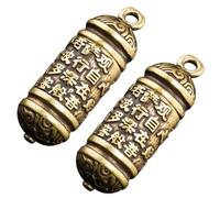 ARTSEWPLY 2 Stück Messing Anhänger Herz Design Amulett Schlüsselanhänger Glücksbringer für Taschen Rucksack Auto Schlüsselhalter Handgefertigt Feng Shui Schmuck