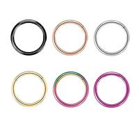 Artskin 6 Stück G23 Titan Nasenringe Hoop 18G Durchmesser 9mm Scharnier Segment Ring Lippenring Conch Daith Helix Rook Tragus Lobe Snug Ear Body Piercing Ringe Schmuck