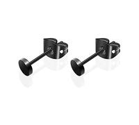 Artskin Damen Ohrstecker Titan Ohrringe Herren Mädchen Kinder 5mm flach klassisch rund schwarz Ohrstecker Schmuck (5mm, schwarz)