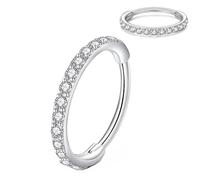 Artskin G23 Titan 0.8 8mm Silber Nasenring Hoop hypoallergen nickelfrei Knorpelohrring Septum Clicker Ring Klappbarer Segmentring Lippenring Helix Body Piercing Schmuck