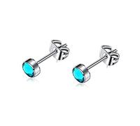 Artskin G23 Titan Damen Ohrstecker Herren Mädchen Ohrringe Hypoallergen Nickelfrei 7mm Kristall Blau Zirkon Ohrringe für empfindliche Ohren Ohrschmuck Geburtstagsgeschenk