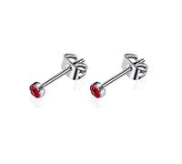 Artskin G23 Titan Damen Ohrstecker Männer Mädchen Ohrringe Hypoallergen Nickelfrei 3mm Kristall Rot Ohrringe für empfindliche Ohren Ohrschmuck Geburtstagsgeschenk
