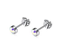 Artskin G23 Titan Damen Ohrstecker Männer Mädchen Ohrringe Hypoallergen Nickelfrei 4mm Kristall Bunte Ohrringe für empfindliche Ohren Ohrschmuck Geburtstagsgeschenk