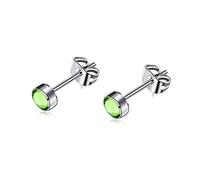 Artskin G23 Titan Damen Ohrstecker Männer Mädchen Ohrringe Hypoallergen Nickelfrei 4mm Kristall Peridot Ohrringe für empfindliche Ohren Ohrschmuck Geburtstagsgeschenk