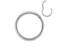 Artskin G23 Titan Nasenring 18G 8mm Silber - Klappbarer Klicker Nasen Hoop für Damen Herren, Hypoallergen Nickel Frei Nasenpiercing Ring, Helix Knorpel Rook Ohr Piercing Schmuck