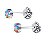 Artskin G23 Titan Opal Ohrstecker für Frauen Mädchen Hypoallergen Ohrring 3mm Geburtsstein Opal Ohrringe für empfindliche Ohren Mode Damenschmuck