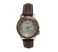 ARTSTATE Herren Funkuhr, Analog-Digital, Silber Edelstahlgehäuse 4,2 cm, Braunes Lederarmband, Wasserdicht 100m