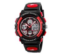 ARUNASC automatikuhr Elektronische Uhr mit Doppelbewegung, Sport-Digitaluhr, multifunktionale, leuchtende, wasserdichte Uhr, geeignet als Geschenk for Männer wasserdichte(Rosso)