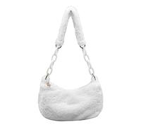 ARVALOLET Frauen Plüschtasche, Flauschige Tasche, Flauschige Tragetasche mit Acrylkette, Frauen Kleine Kunstpelz Pelz for Frühling Herbst und Winter, weiß, 220 * 120 * 80mm