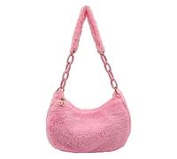 ARVALOLET Frauen Plüschtasche, Flauschige Tasche, Flauschige Tragetasche mit Acrylkette, Frauen Kleine Kunstpelz Pelz for Frühling Herbst und Winter, rose, 220 * 120 * 80mm
