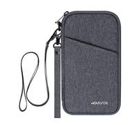 Arvok Reisepass Tasche Familie Reiseorganizer mit RFID-Blocker, Tragbare Reisepasshülle Ausweistasche für Damen und Herren, Reisepass Schutzhülle für Kreditkarten, Ausweis und Reisedokumente, Grau