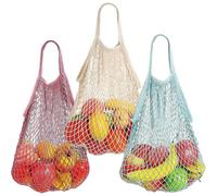 (As show, One size) 3 Pack Reusable Organic Cotton Mesh Shopping Bags for Grocery Products, Tote Bag for Vegetables, Fruits, Goods,2024 Ping
