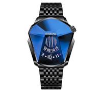 (As show, One size) Binbong 01 Men Watch Black Steel Blue Surface
