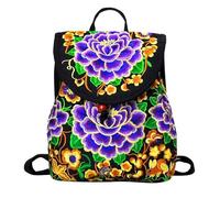 asabopp 2023 Reisetasche, doppelter Riemen, Umhängetasche, große Kapazität für Mädchen, Studenten, Rucksack, Stickerei, ethnischer Stil, bestickter Rucksack