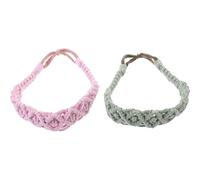 ASAKKURA 2 Stück Gehäkelte Stirnbänder Boho Stil Elastisch Leicht für Damen Mädchen Sport Yoga Haar Accessoires