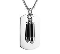 AsAlways Militär Kugel Halskette für Herren Edelstahl Hund Tag Urne Halskette für Asche Gedenkstätte Kremation Schmuck Geschenk (Schwarz)