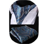 Ascot Halstuch Einstecktuch Herren Paisley Blau Beige Einheitsgröße