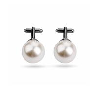 asdchZen Perlen-Manschettenknöpfe für Herren, runde weiße Perlen, Manschettenknöpfe, Damen, groß, glänzend, Business-Shirt, Manschettenknöpfe, Hochzeitsset, Messing Metall