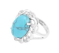 ASDFY Natürliche Türkise Großer Ring Kristallmosaik Zirkonia Ring Verstellbare Offene Steinringe Für Frauen Reiki Balance Knöchel Fingerringe Ewigkeitsring Für Frauen Mädchen Männer