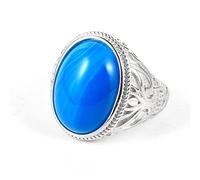 ASDFY Natürlicher Blauer Onyx-Ring, Kristall, Breit, Großer Vintage-Ring, Verstellbar, Offene Steinringe, Reiki-Balance, Knöchel-Fingerringe, Ewigkeitsring Für Frauen, Mädchen, Männer