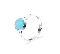 ASDFY Natürlicher Hellblauer Chalcedon-Ring Kristallrunder Böhmen-Ring Verstellbarer Damen-Ring Mit Offenem Stein Reiki-Balance-Knöchel-Finger-Ringe Ewigkeitsring Für Frauen, Mädchen, Männer