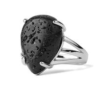 ASDFY Natürlicher Lavagestein Steinring Kristallwassertropfenring Verstellbarer Offener Steinring Für Frauen Reiki Balance Knöchel Fingerringe Ewigkeitsring Für Frauen Mädchen Männer